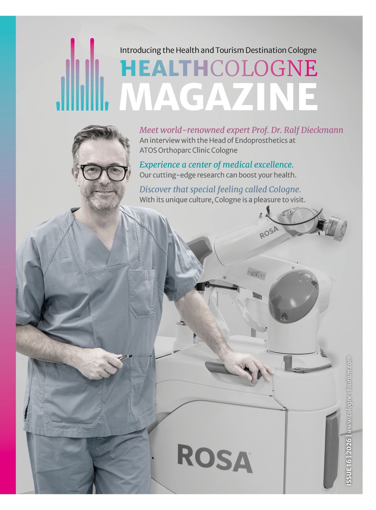 The cover shows a doctor with a friendly smile standing next to a piece of medical equipment.